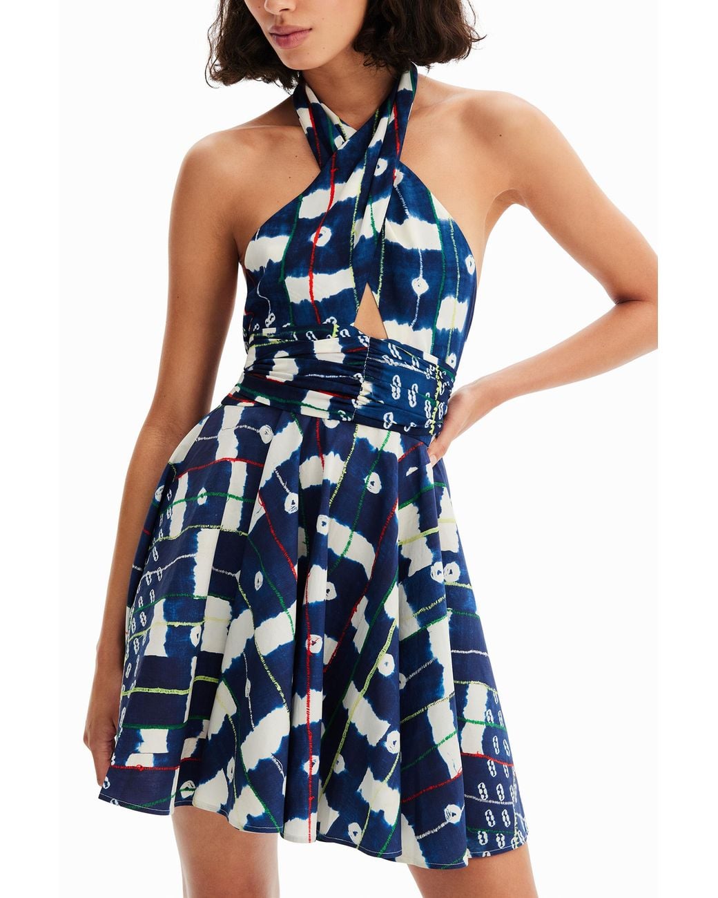 Desigual Blue Stella Jean Short Halter Dress