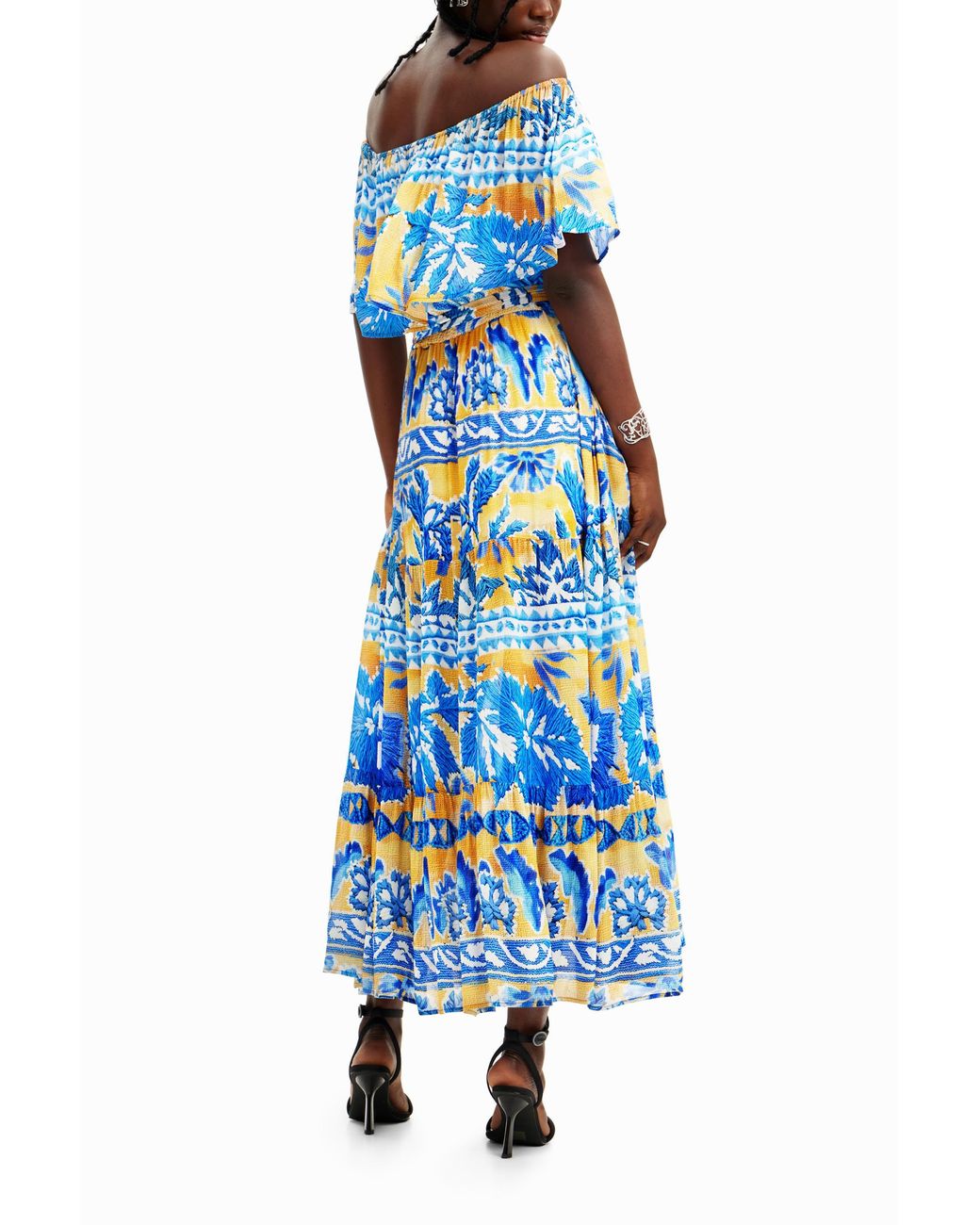 Desigual Blue Stella Jean Long Arty Dress, Viscose