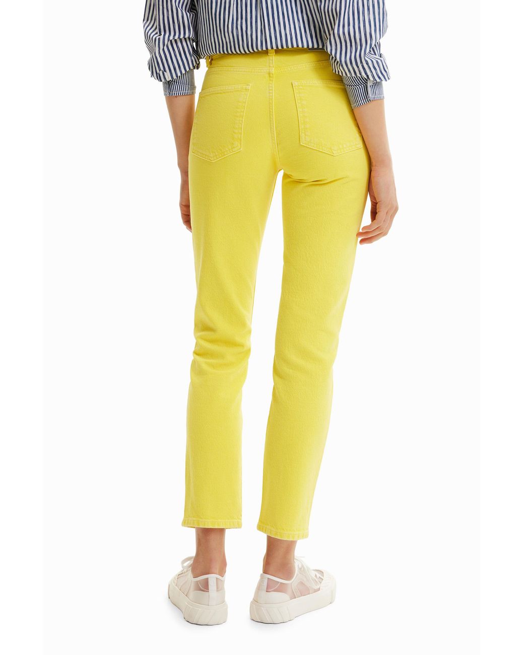 Desigual Yellow Straight Jeans, Cotton