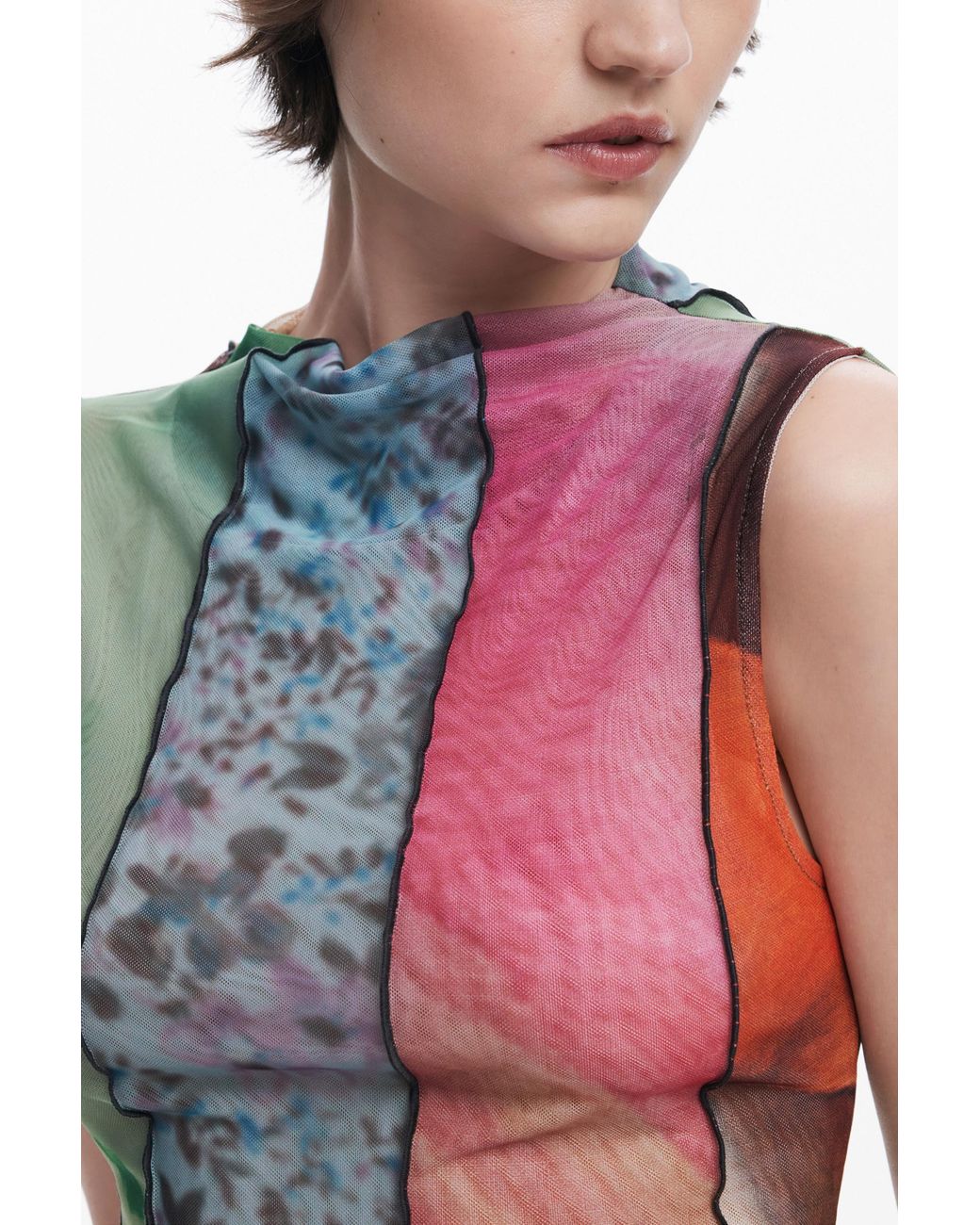 Desigual White Arty Print T-Shirt, Polyester