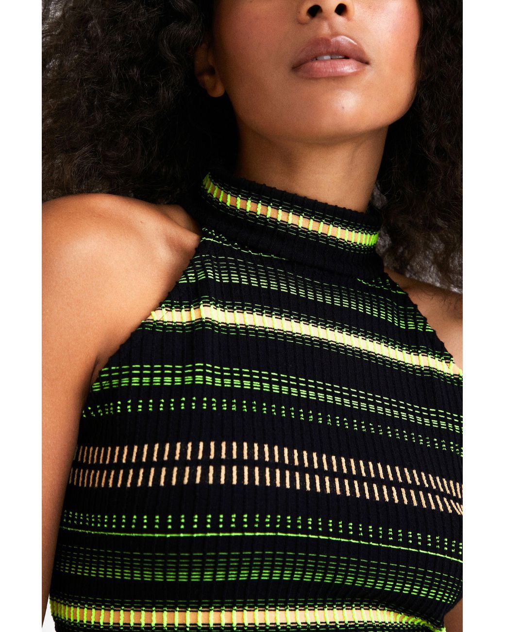 Desigual Black Striped Crop Top