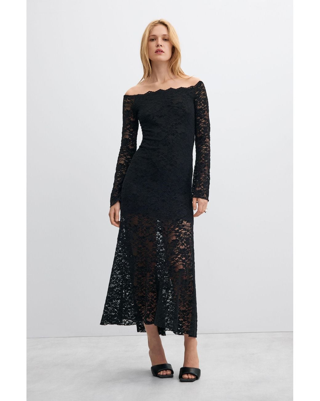 Desigual Black Midi Lace Dress