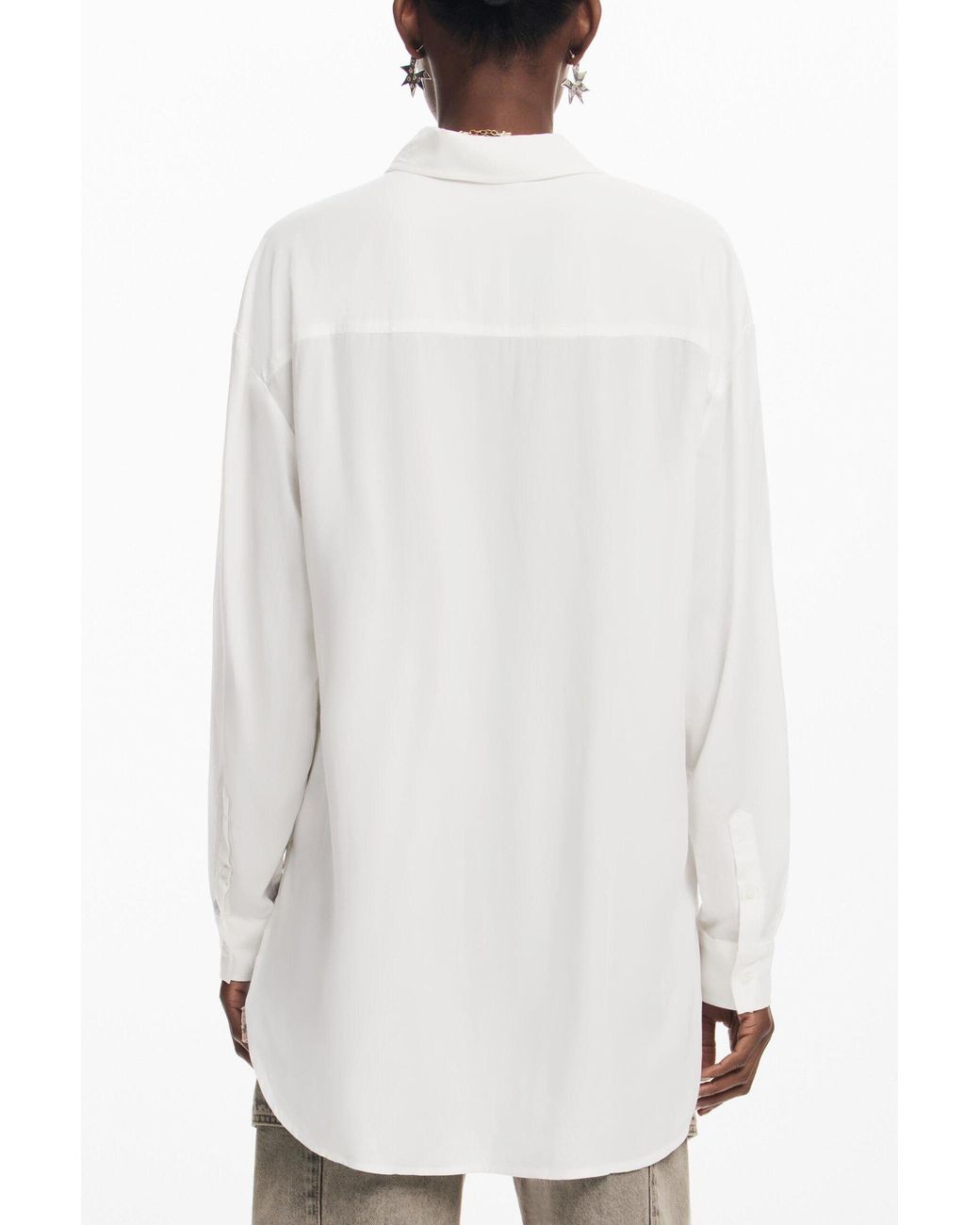 Desigual White Letter Print Shirt, Viscose