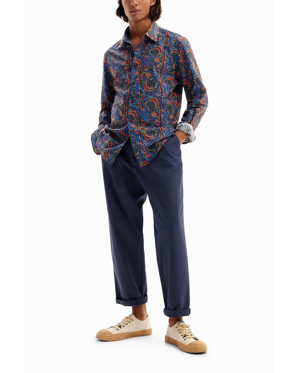 Desigual Blue Arty Embroidered Shirt for men