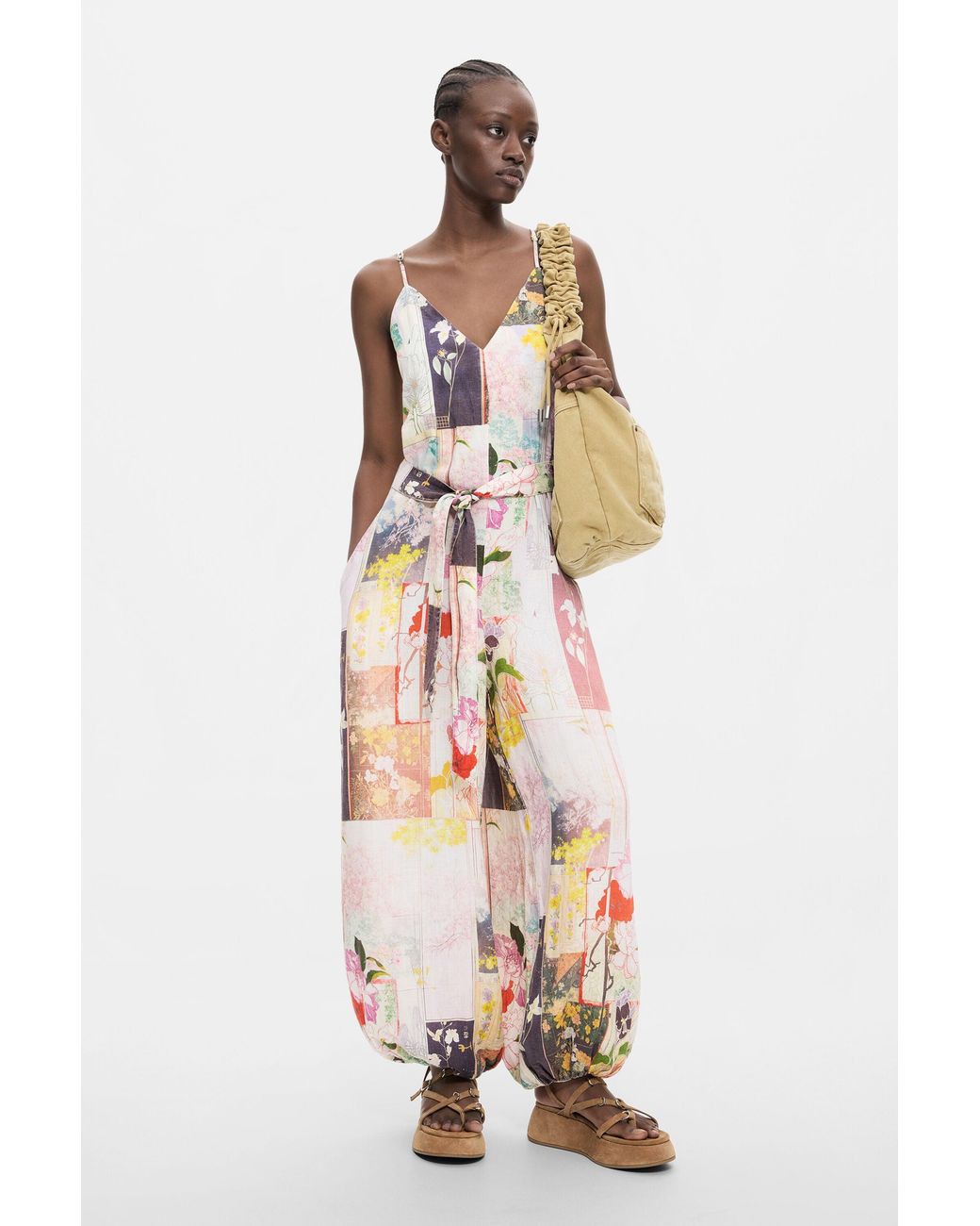 Desigual White Printed Long Jumpsuit