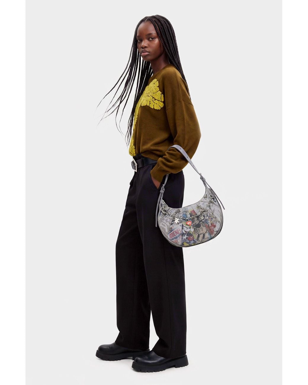 Desigual White Medium Mickey Denim Bag