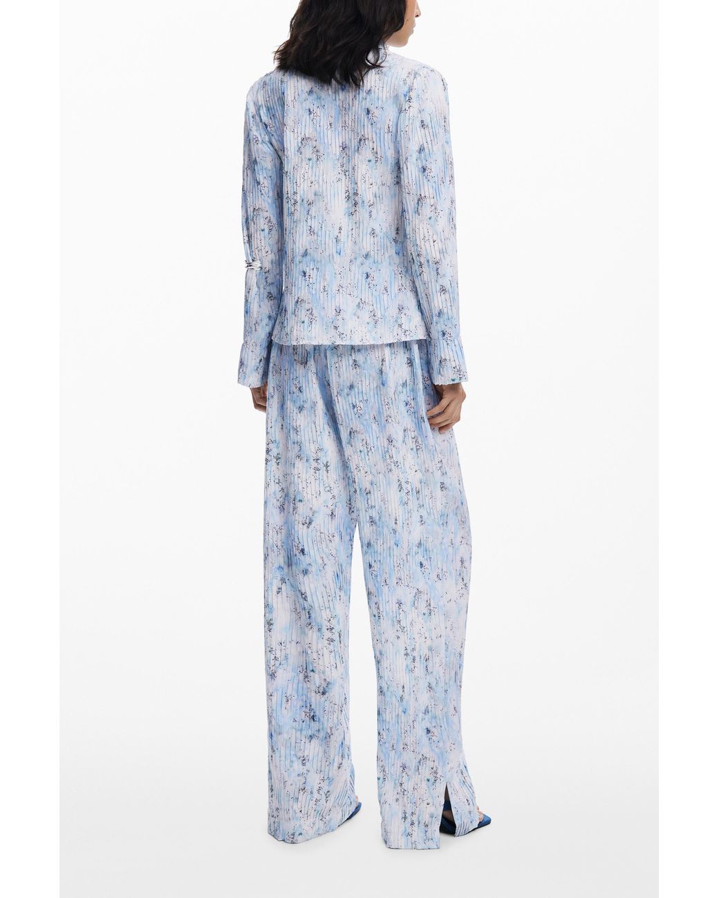 Desigual White Pleated Stretch Shirt, Polyester
