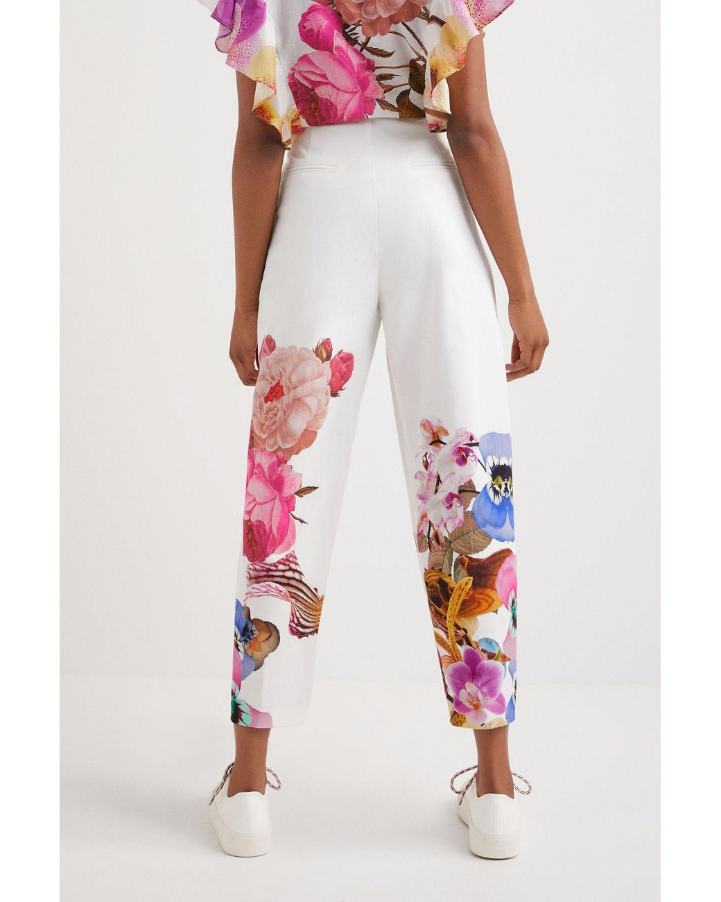 Desigual Red M. Christian Lacroix Floral Baggy Trousers, Cotton