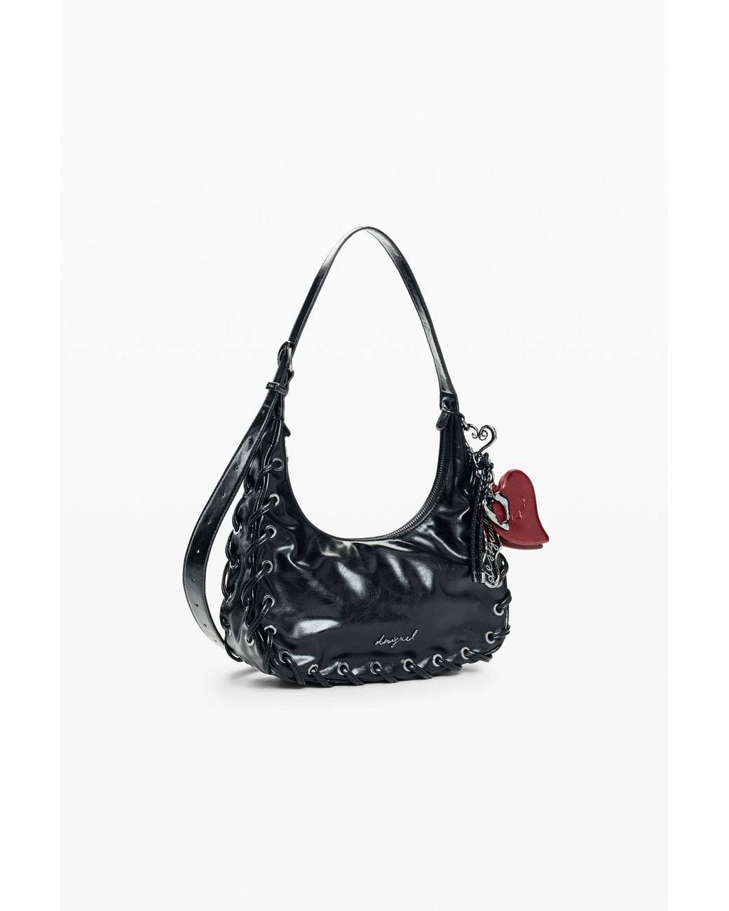 Desigual Black Small Faux Leather Bag, Polyurethane