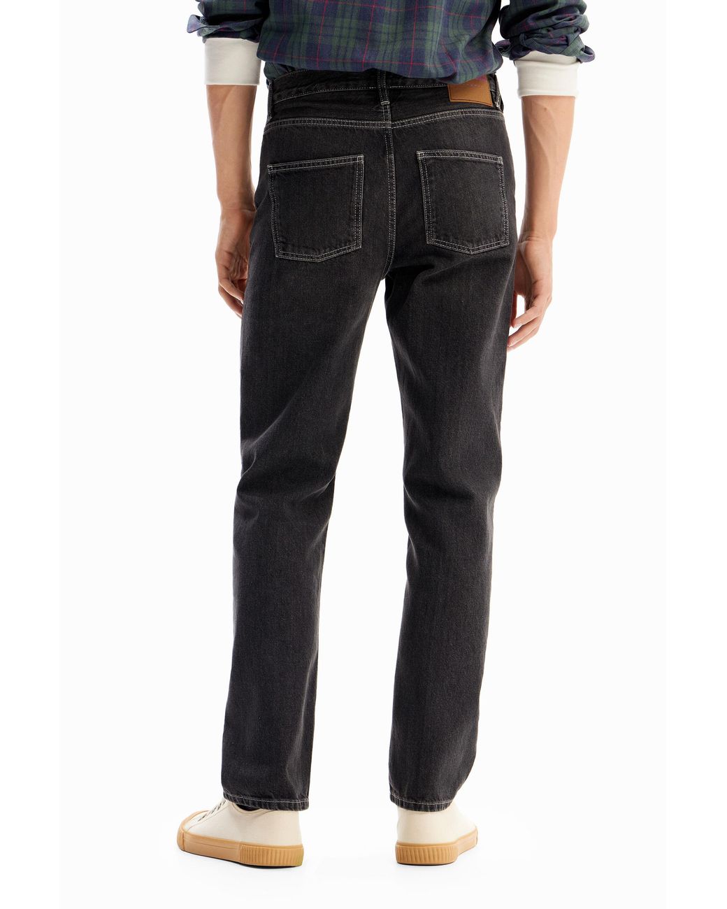 Desigual Black Straight Jeans, Cotton for men
