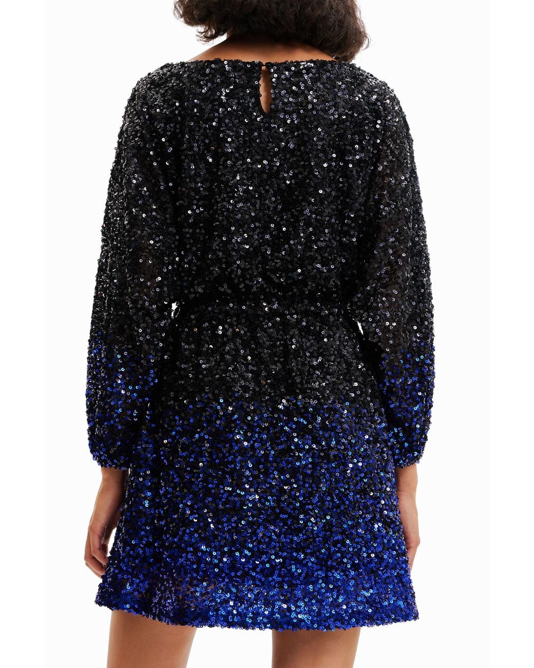 Desigual Blue Short Sequin Dress, Polyester