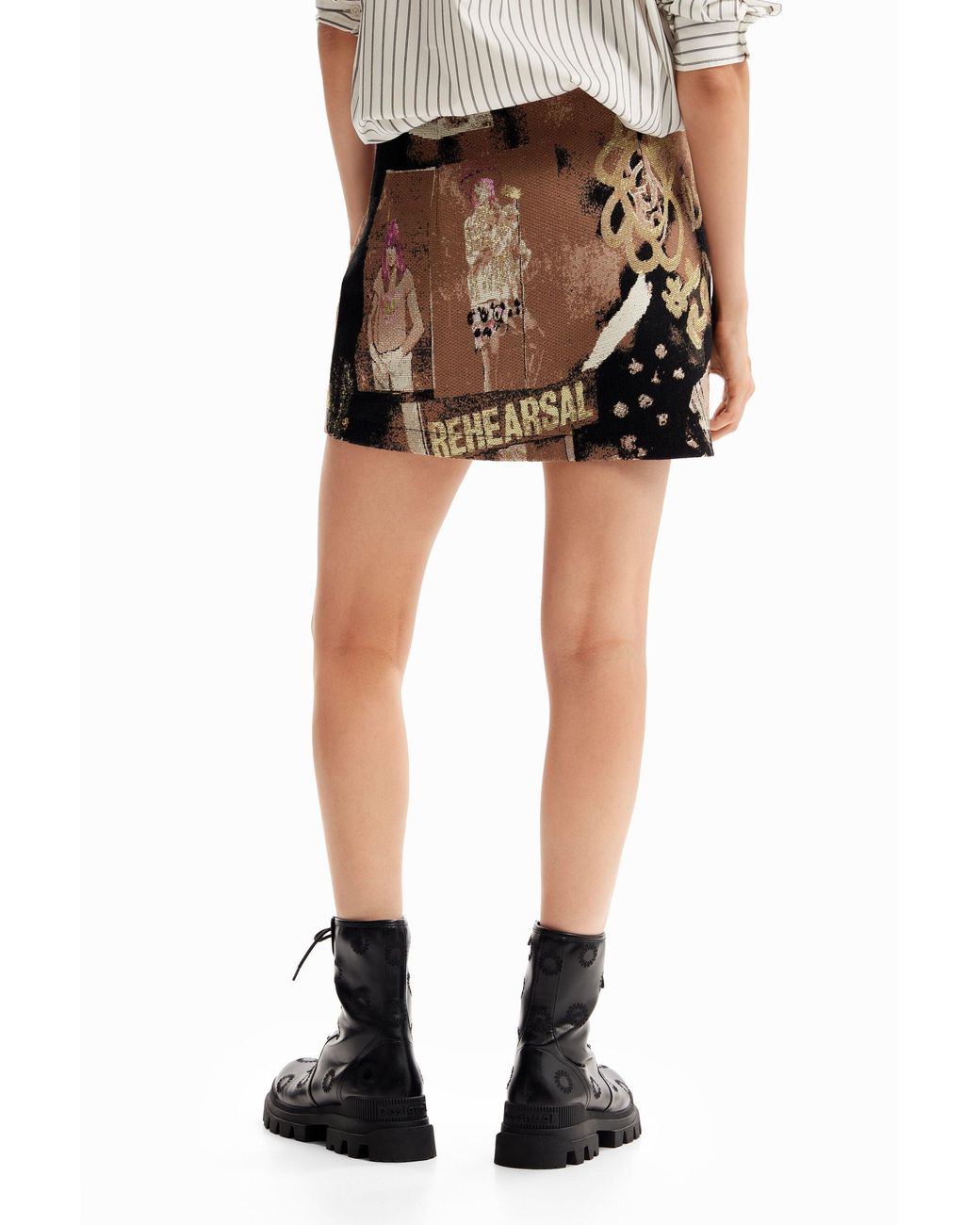 Desigual Black Arty Jacquard Mini Skirt