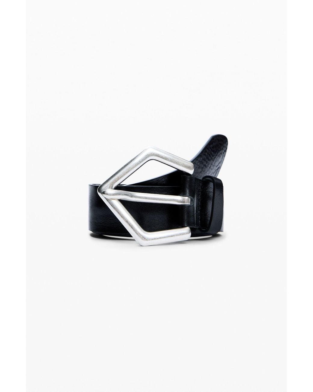 Desigual Black Wide Leather Belt, Cow Leather