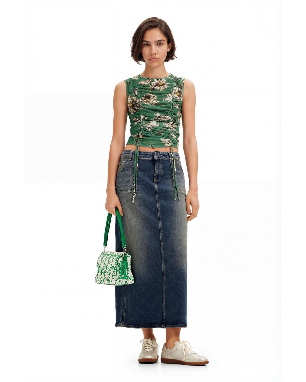 Desigual Blue Denim Midi Skirt, Cotton