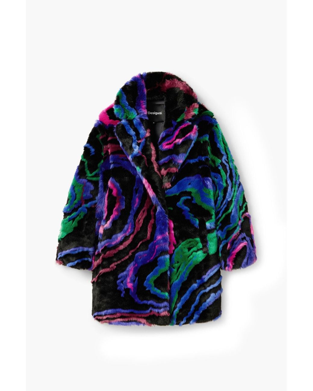Desigual Blue M. Christian Lacroix Fur-Effect Coat