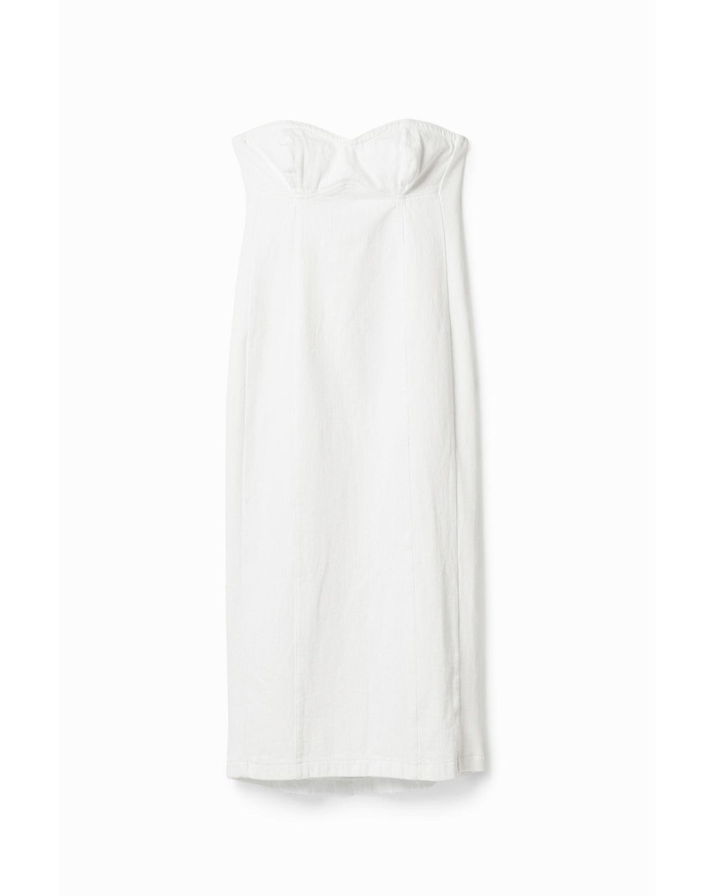 Desigual White Slim Denim Midi Dress, Cotton