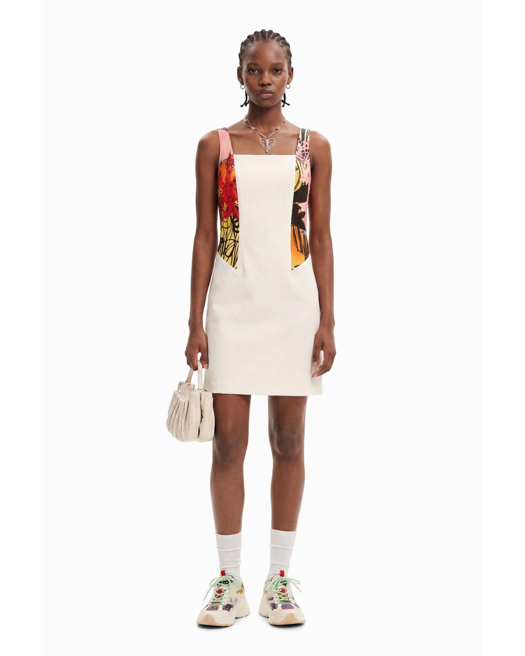Desigual White M. Christian Lacroix Orchid Mini Dress