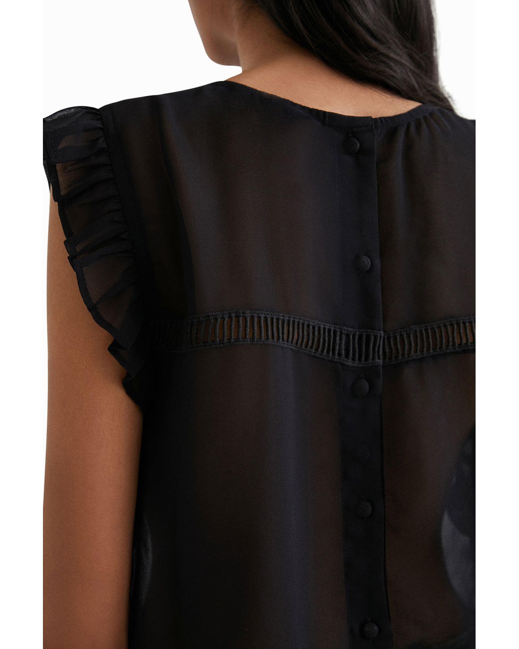 Desigual Black Johnson Hartig Sheer Blouse, Polyester