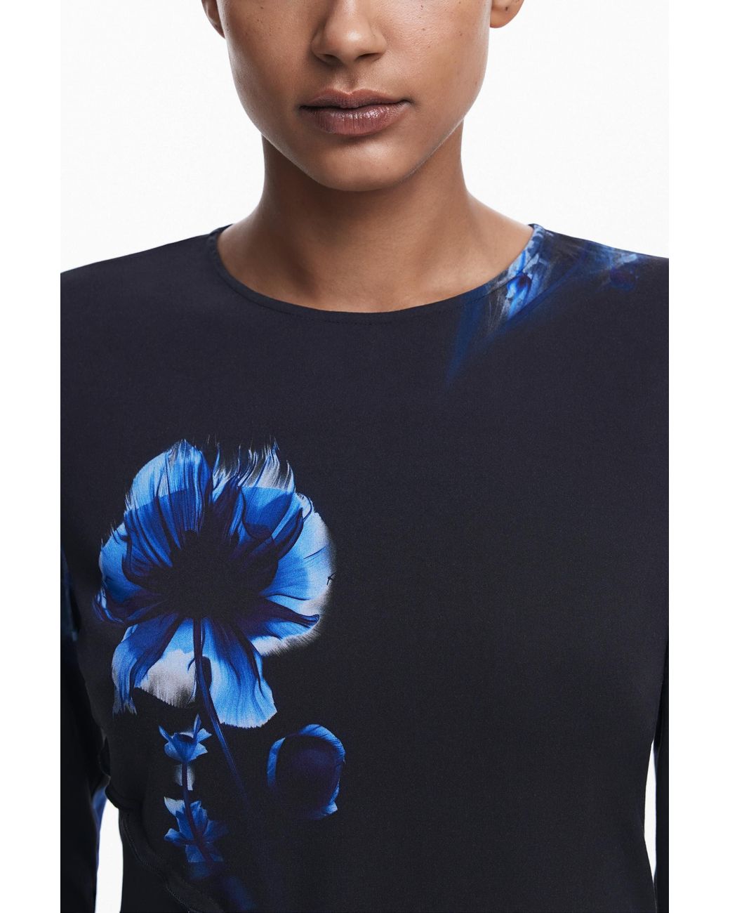 Desigual Blue Asymmetric Blouse, Viscose
