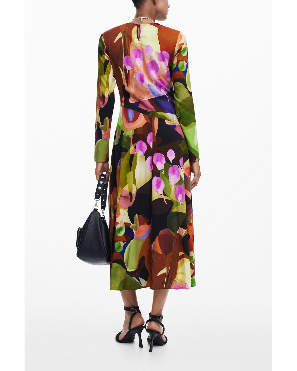 Desigual Red Printed Midi Dress M. Christian Lacroix, Viscose