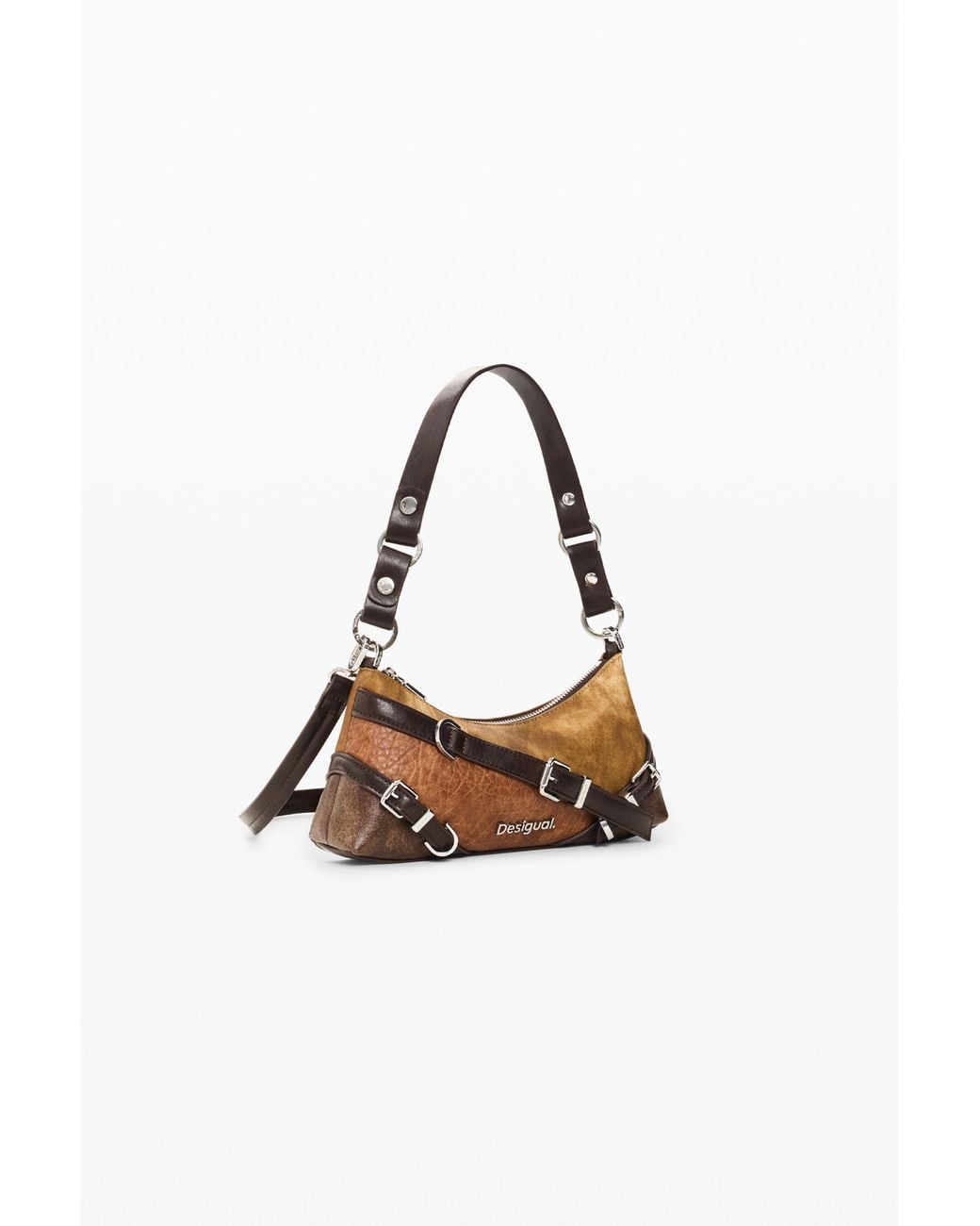 Desigual White Medium Buckle Bag, Polyurethane