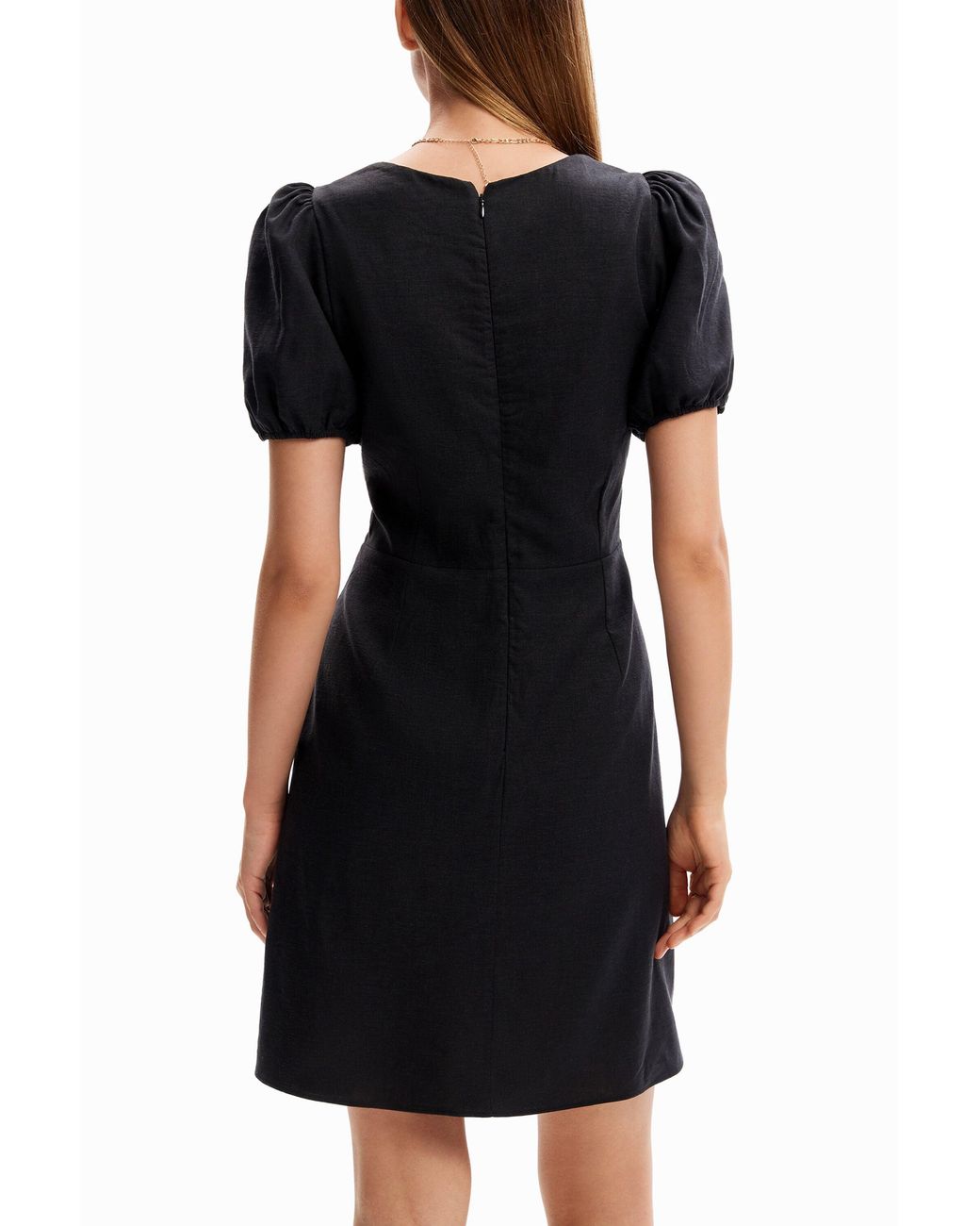 Desigual Black Short Puff-Sleeve Dress