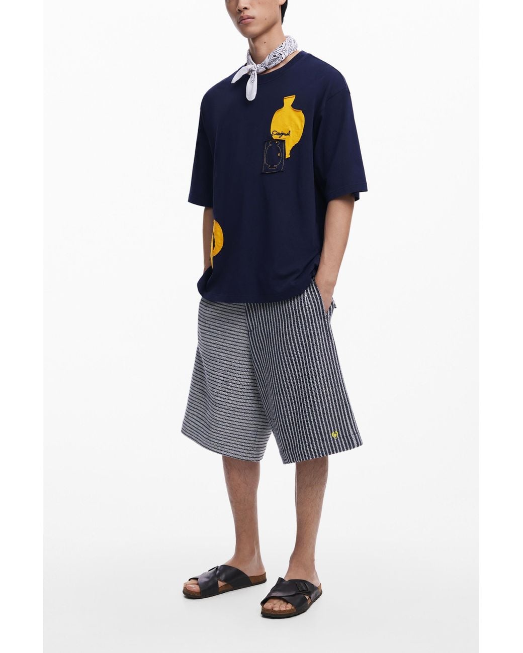 Desigual Blue Vase T-Shirt, Cotton for men