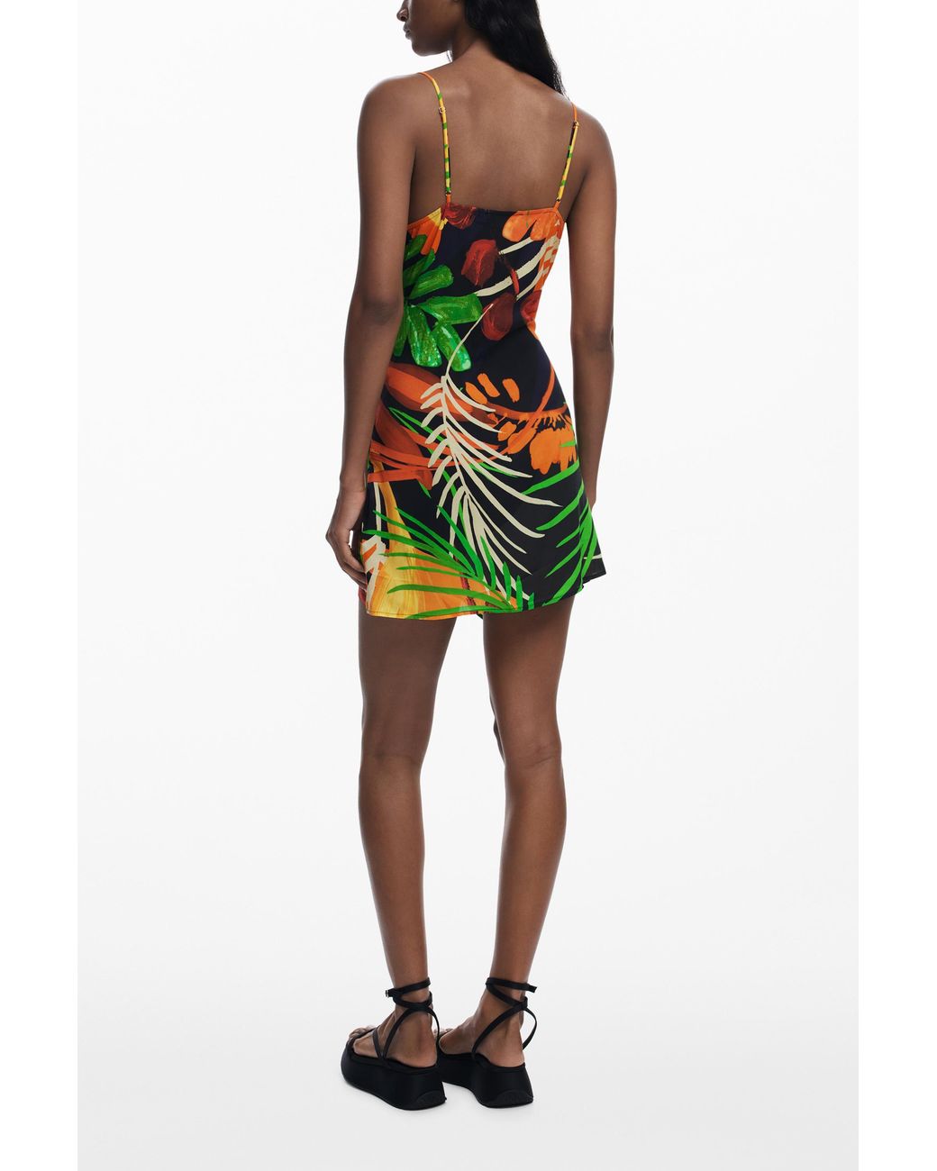 Desigual White Tropical Short Dress, Viscose
