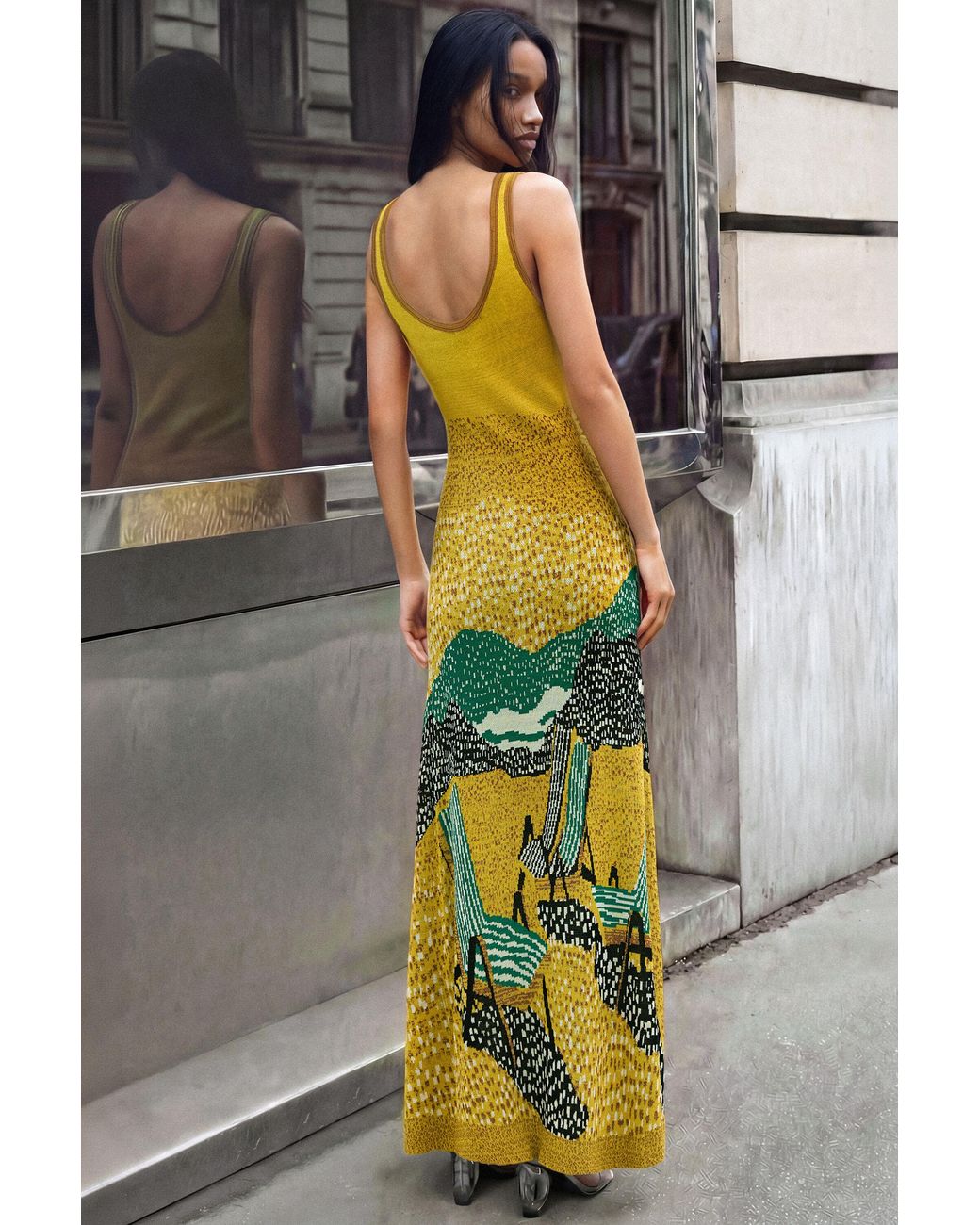 Desigual Jacquard Strap Dress in Yellow | Lyst