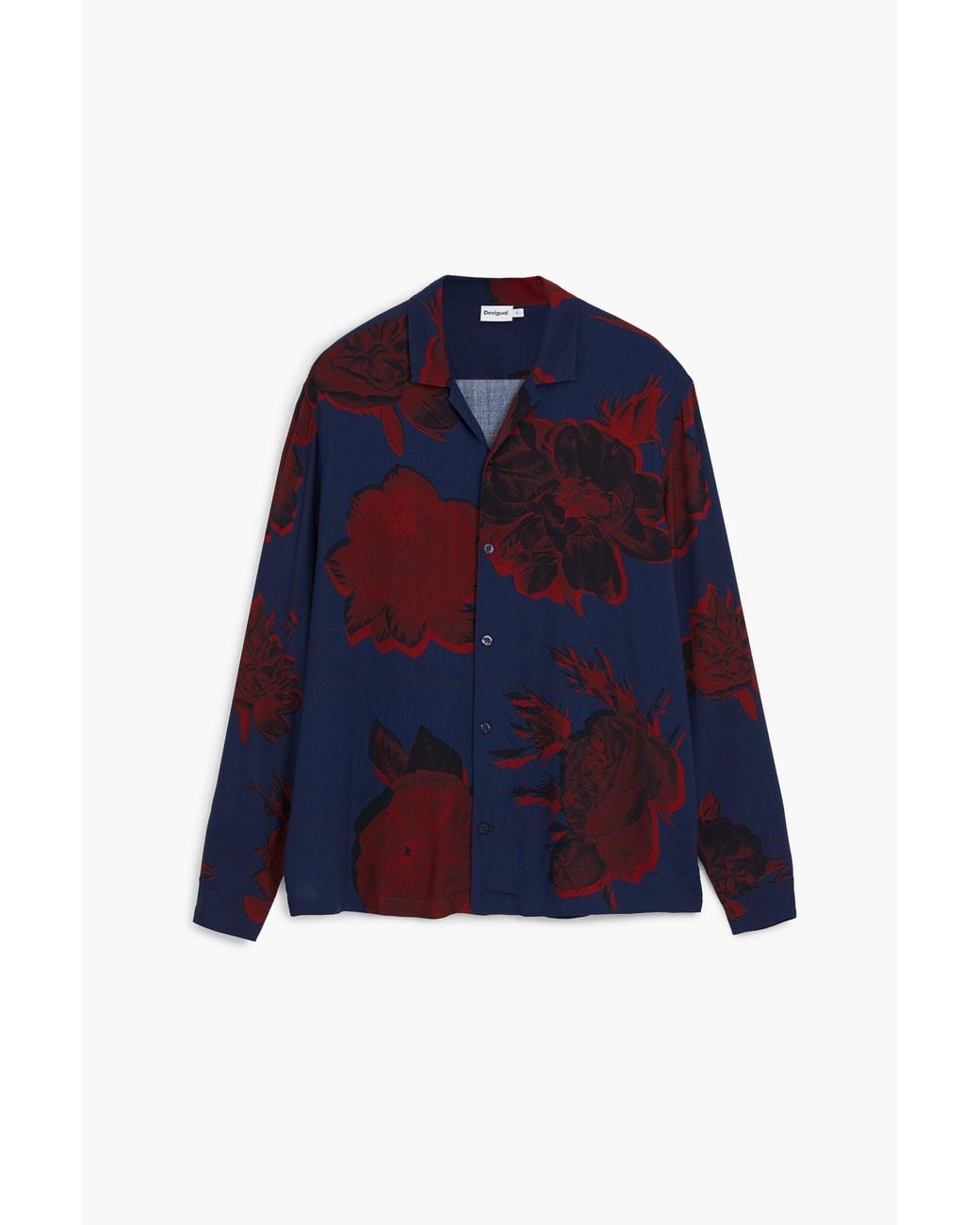 Desigual Blue Dark Floral Shirt, Viscose for men