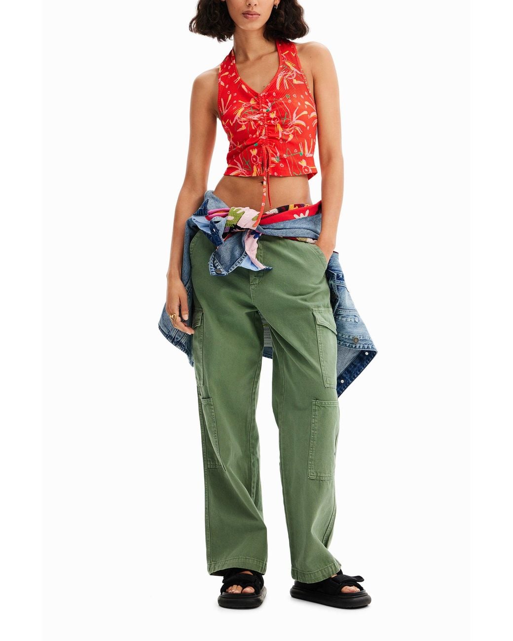 Desigual Short Gathered Top, Viscose