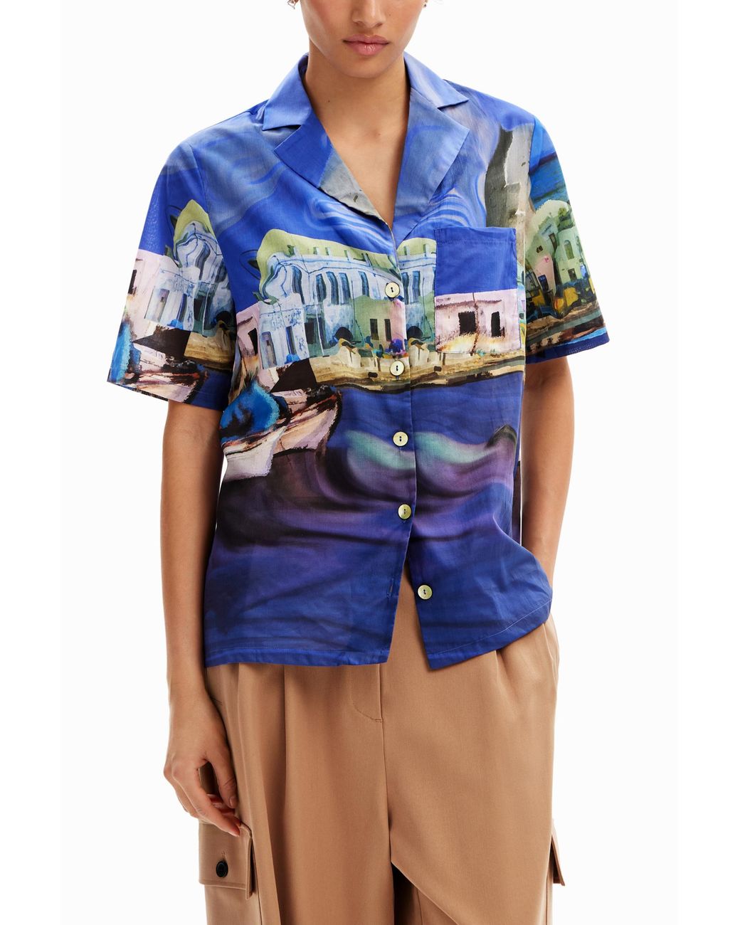Desigual Blue M. Christian Lacroix Resort Shirt, Cotton
