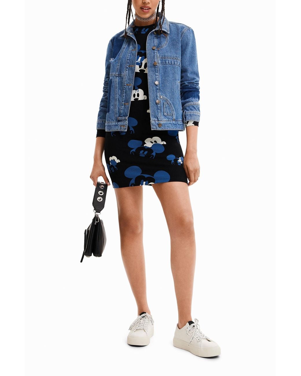 Desigual Blue Short Disney's Mickey Mouse Dress, Viscose