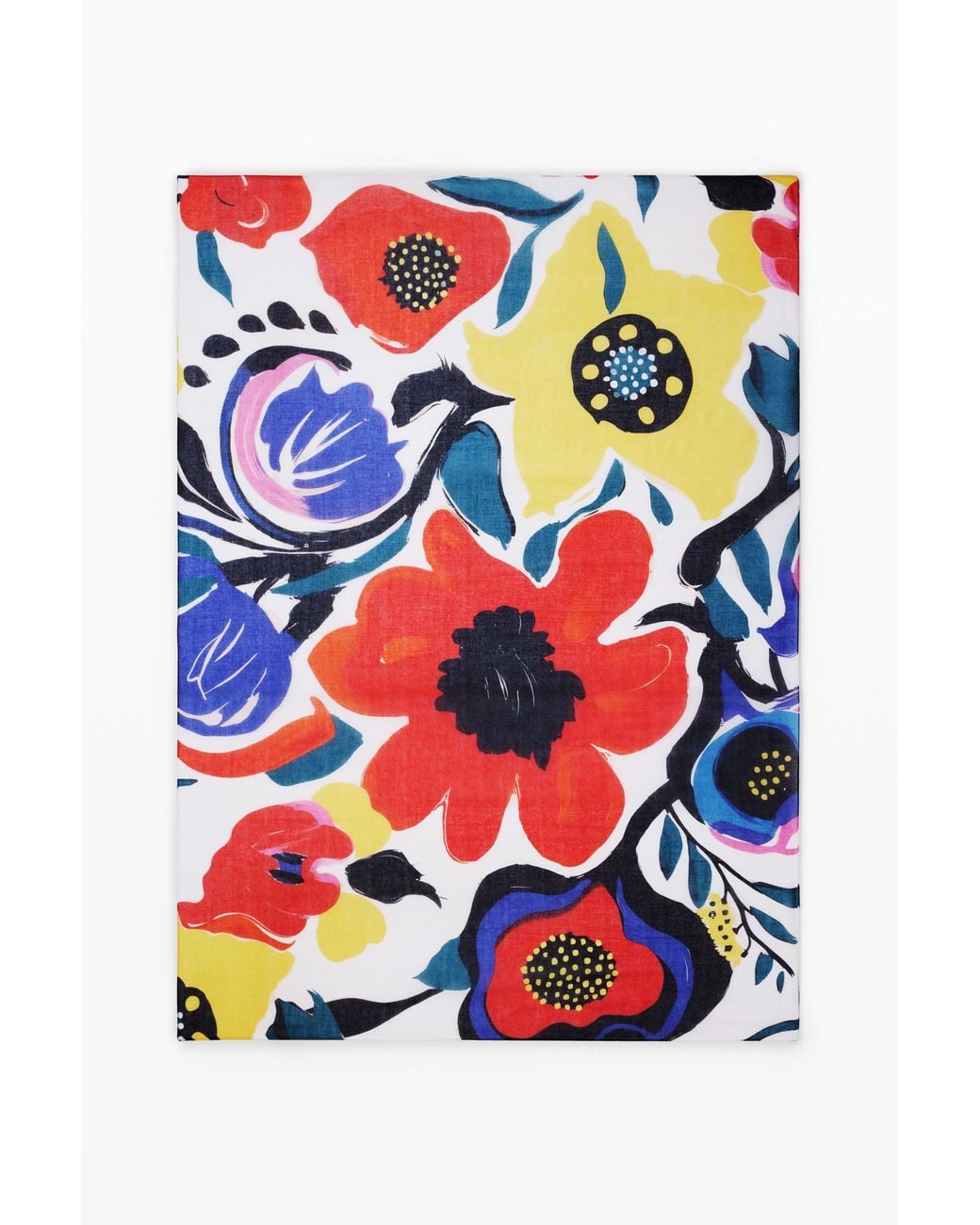 Desigual White Arty Floral Scarf, Polyester