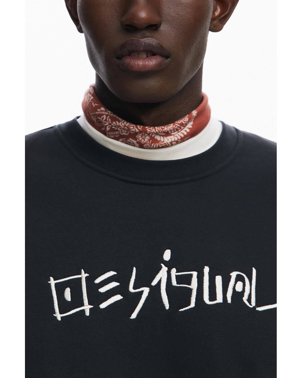 Desigual Black Sweatshirt Japan Magazine Knit for men