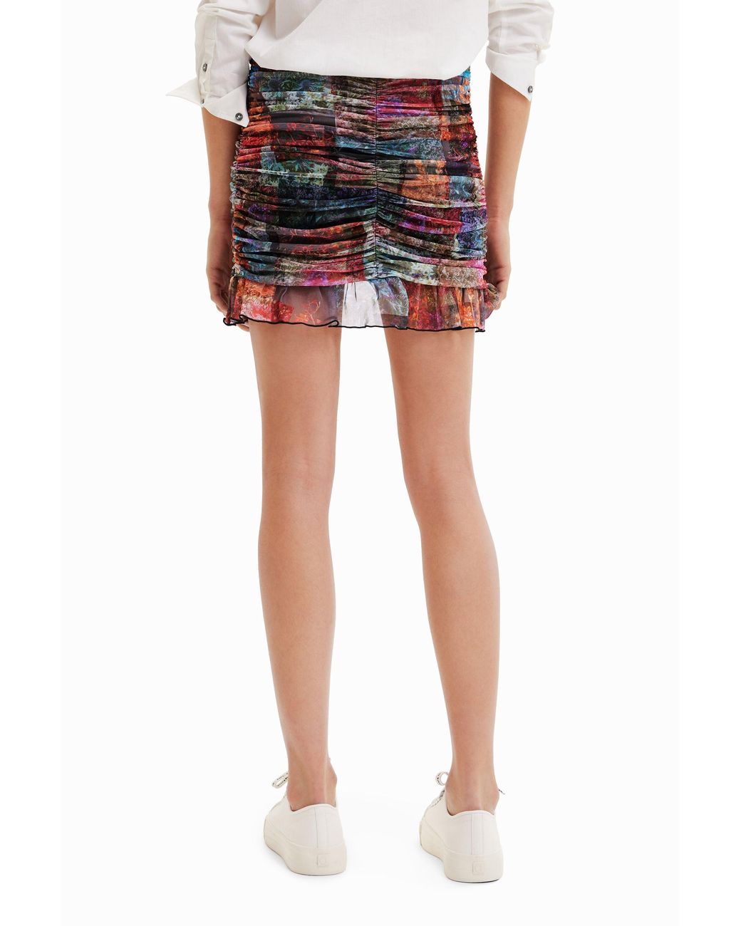 Desigual Multicolor Draped Floral Patchwork Mini Skirt, Polyester