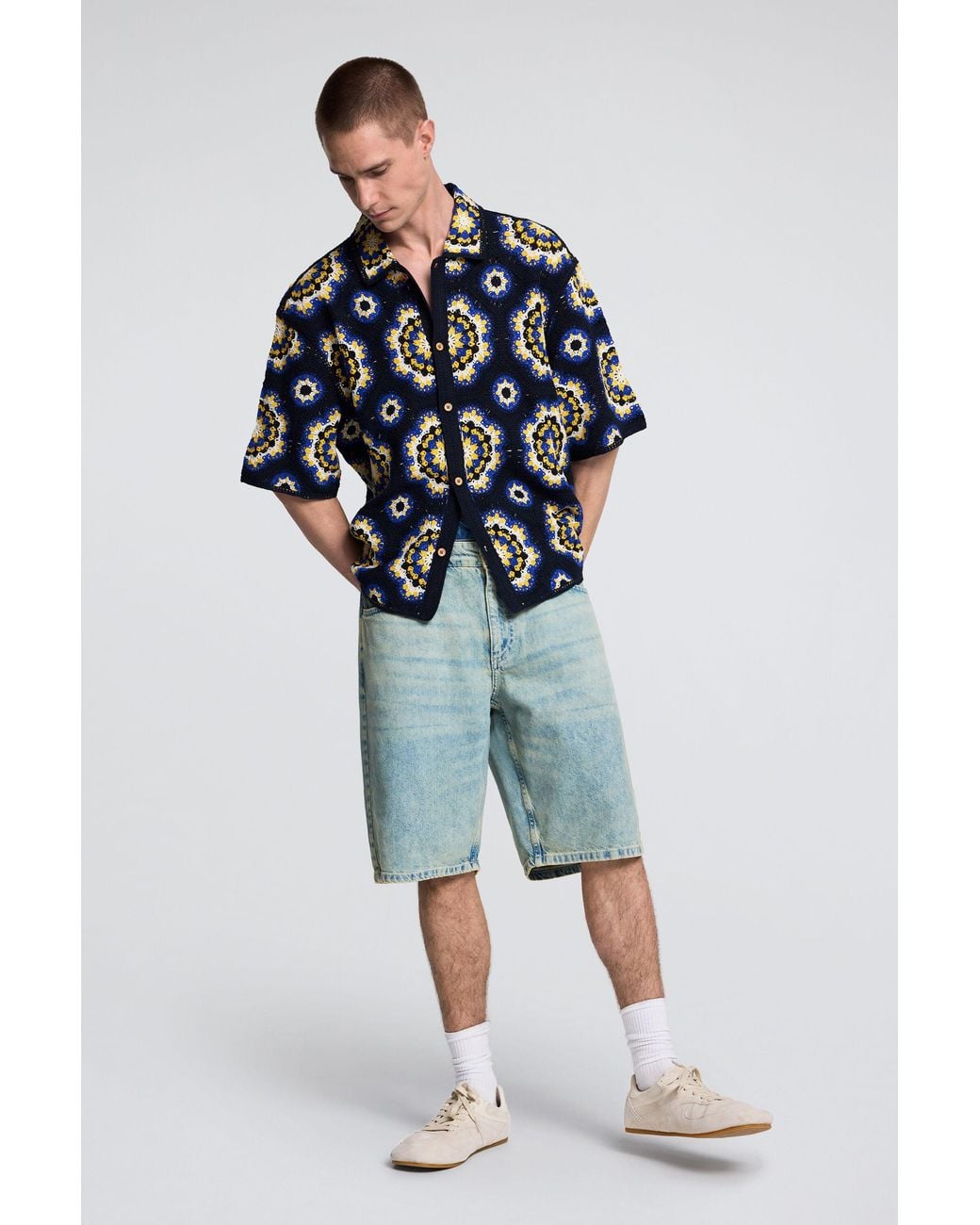 Desigual Blue Crochet Shirt for men