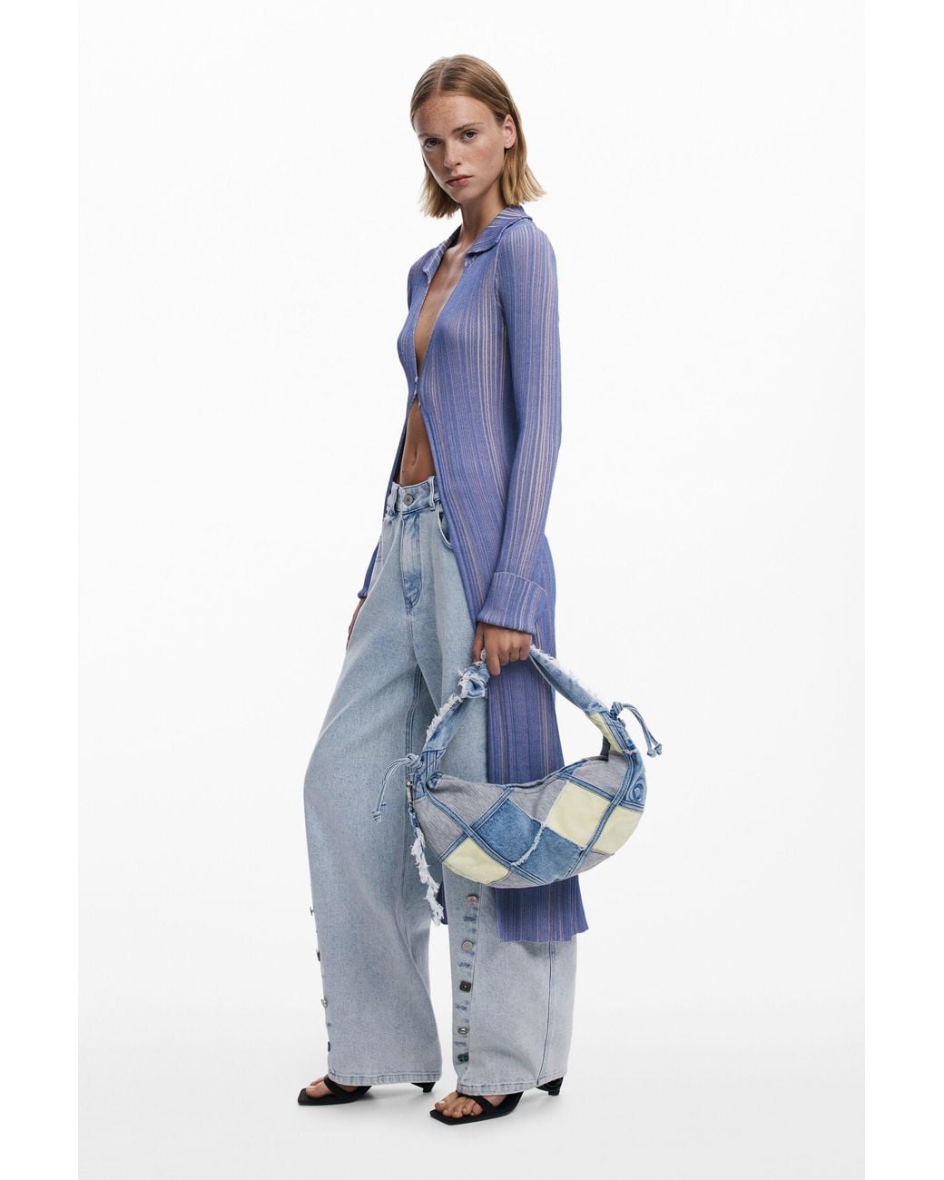 Desigual Blue Medium Patchwork Bag