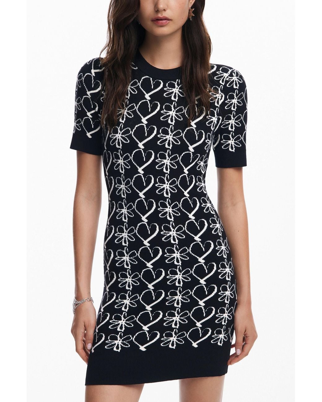 Desigual Black Printed Mini Dress M. Christian Lacroix