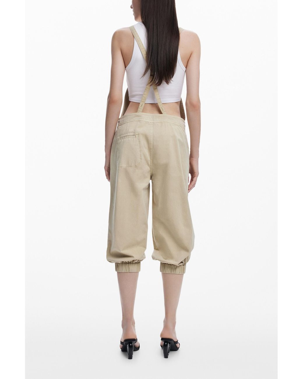 Desigual Natural Detachable Denim Overalls, Cotton