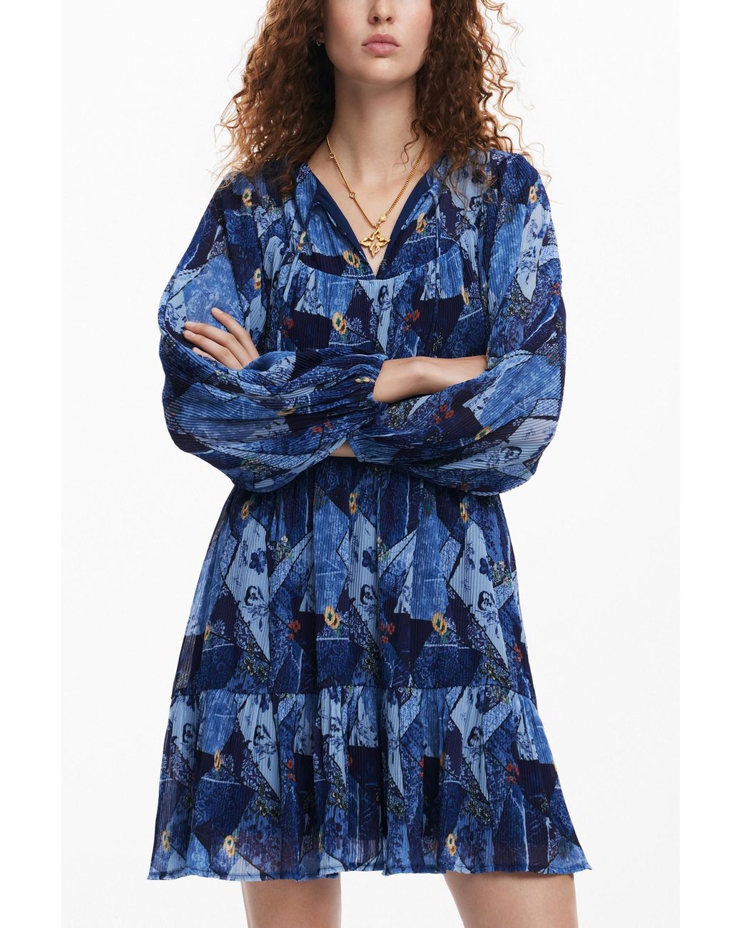 Robe Mini Arty, Polyester, Bleu Desigual en coloris Blue