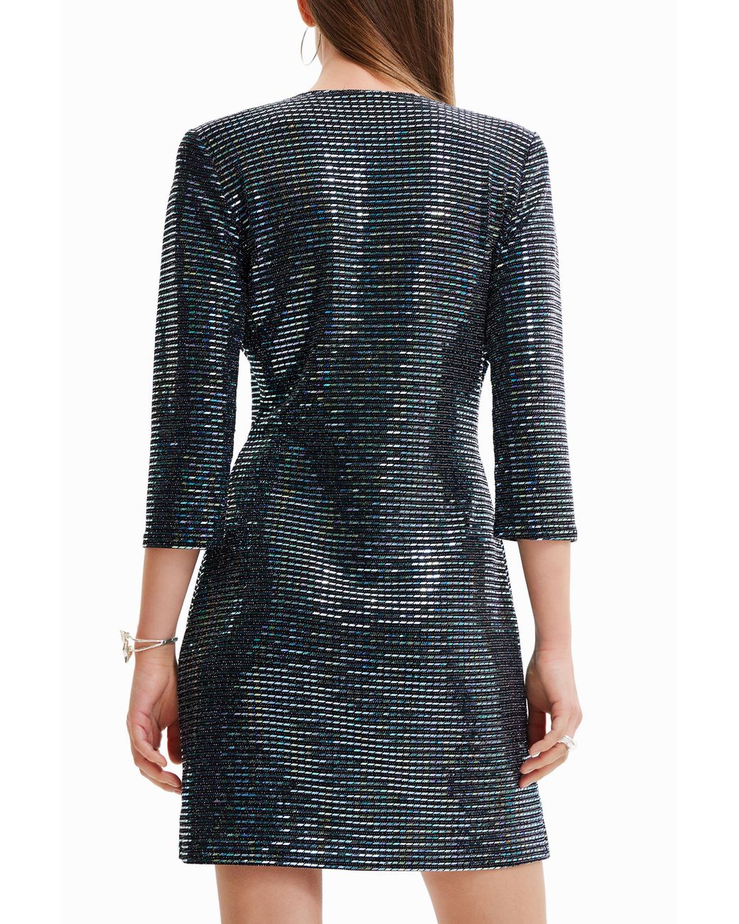 Desigual Black Short Sequin Wrap Dress