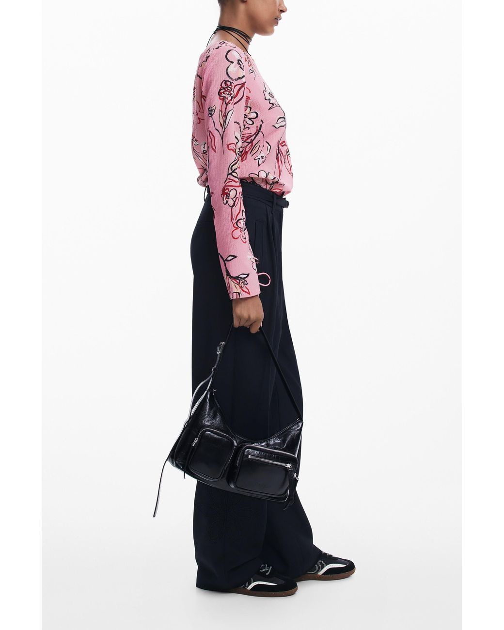 Desigual Pink Floral Blouse, Polyester
