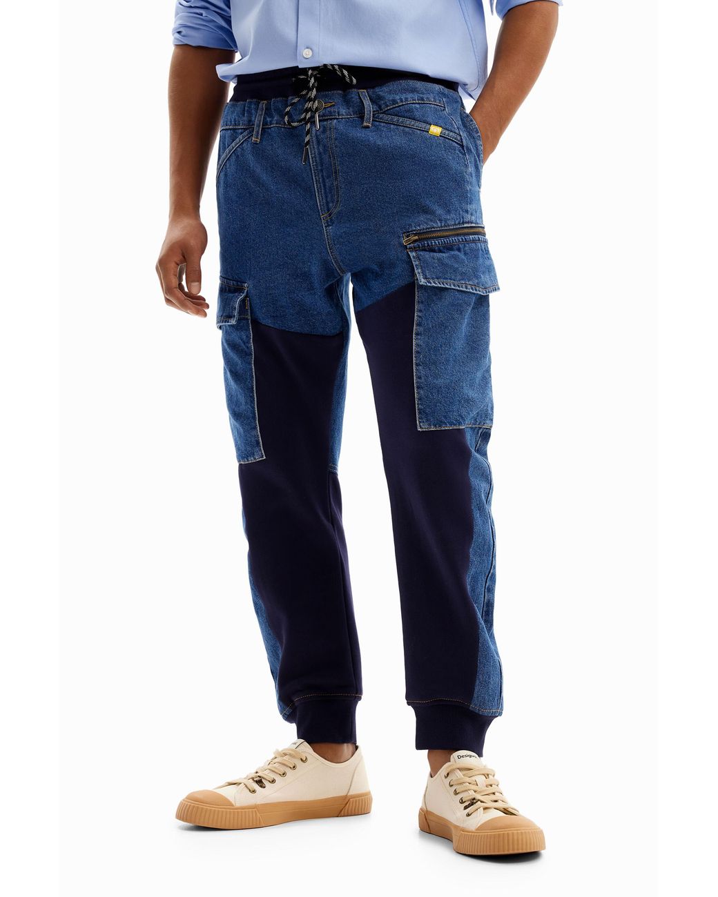 Desigual Blue Hybrid Jogger Jeans, Cotton for men