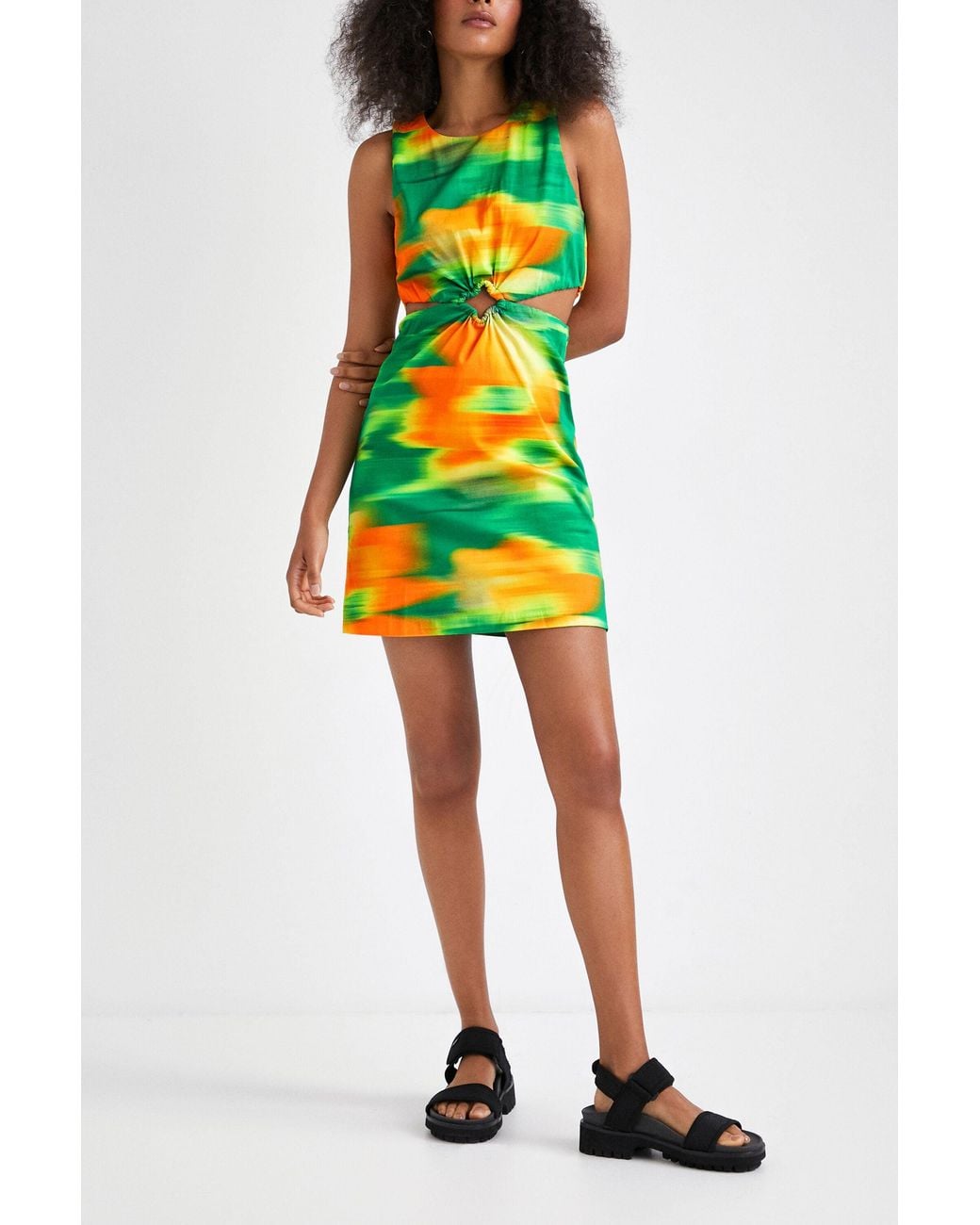 Desigual White Short Slim Cut-Out Dress