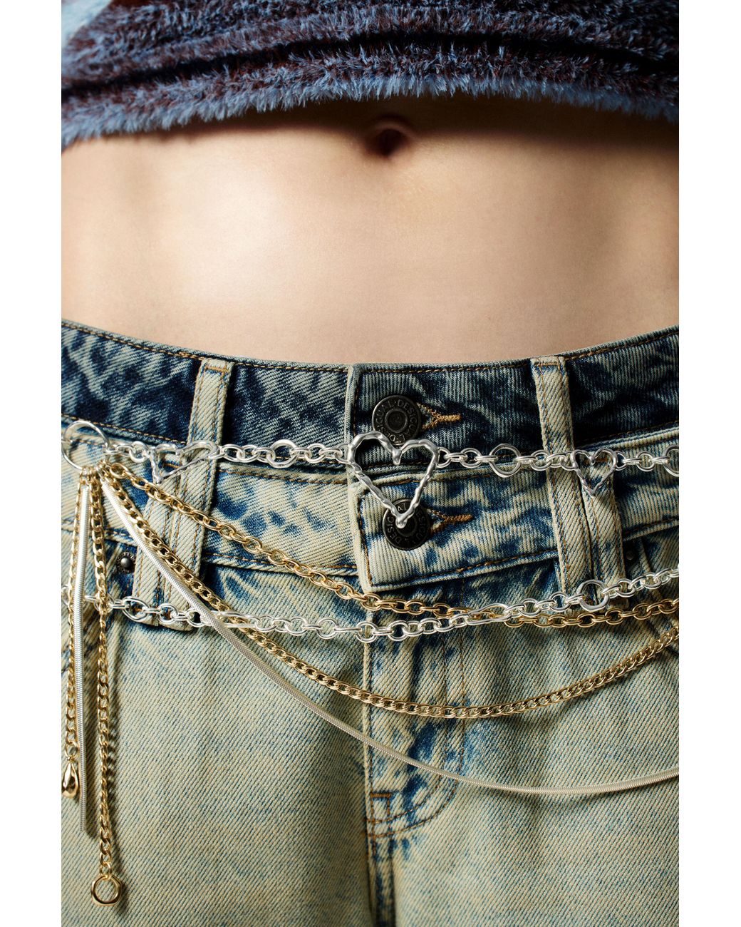 Desigual Blue Combined Denim Pants, Cotton
