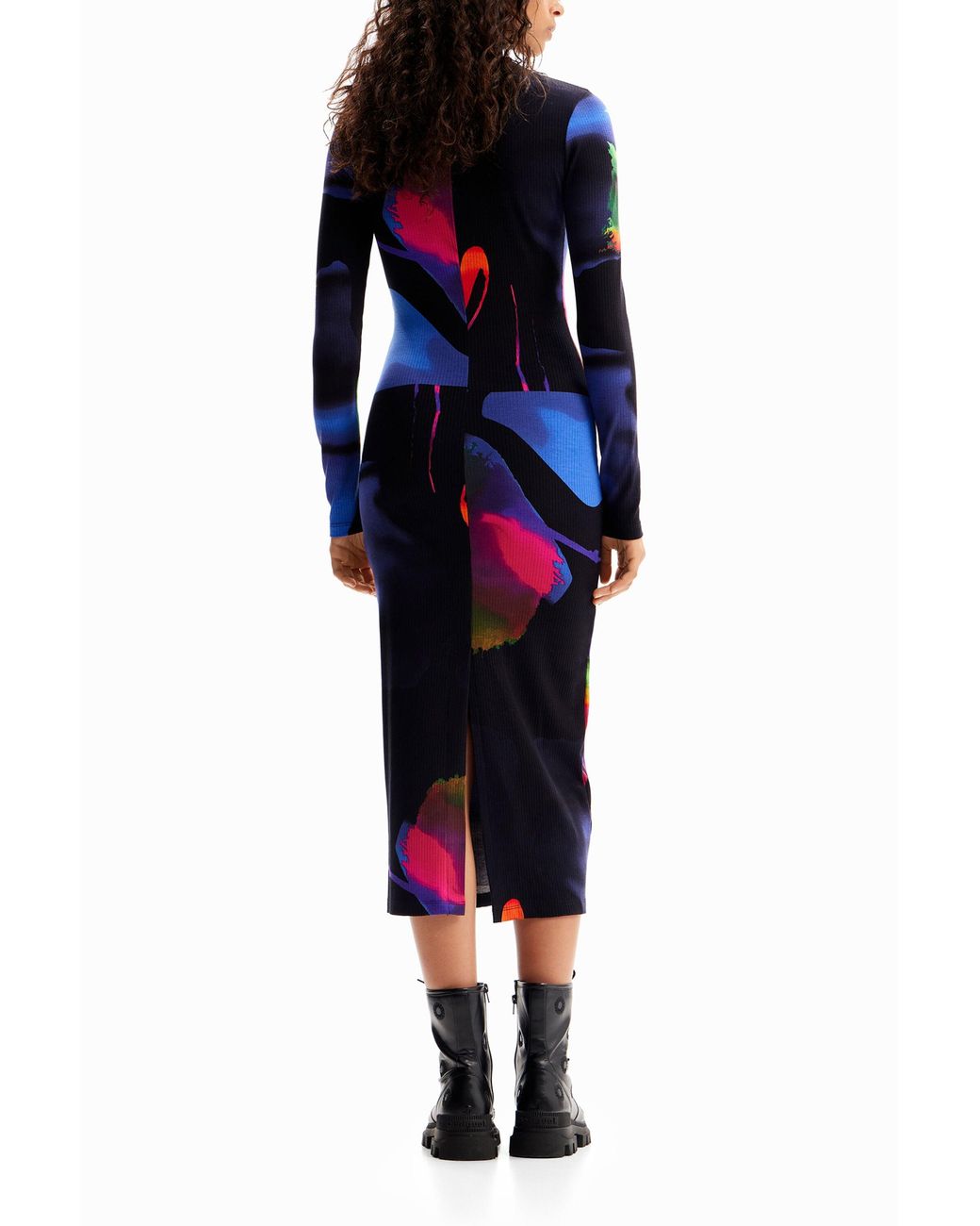 Desigual Blue M. Christian Lacroix Neon Midi Dress, Viscose