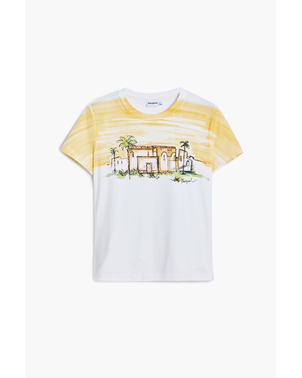 Desigual White Short-Sleeve Palm Tree T-Shirt, Cotton