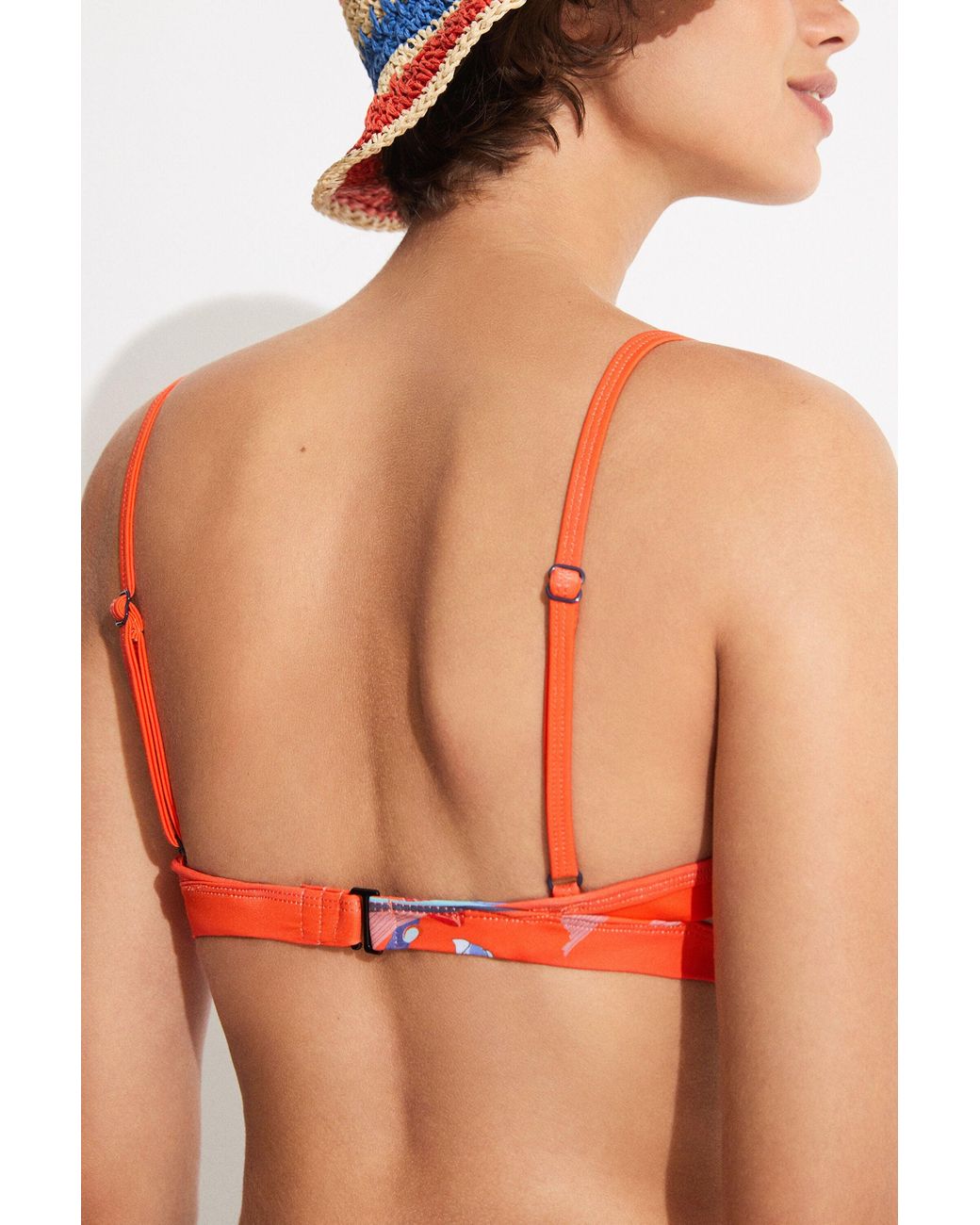 Desigual Orange Coral Triangle Bikini Top