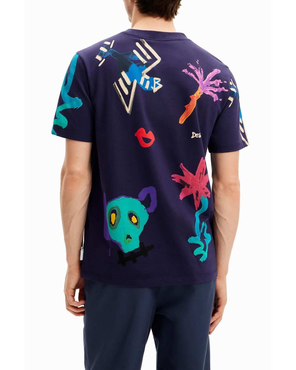 Desigual Blue Illustrated T-Shirt, Cotton for men
